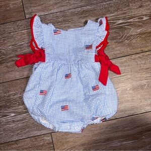 Classic Whimsy Flag Smocked Bubble